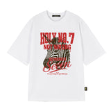 ストライプ ユニコーン オーバーフィット 半袖 Tシャツ_WHITE