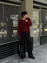LMN ロエサマーボートネックオーバーサイズニット長袖Tシャツ (4 colors)