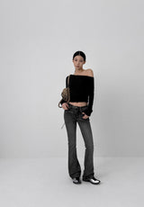 [MADE] Delfina Burton Unbalanced Off-Shoulder Long Sleeve T-shirt