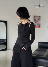 DEEP BLACK LOW WIDE PANTS