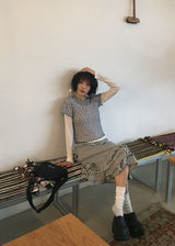 LACE CHECK TEE