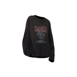 RELABEL (DIGGER Theme Print Series) デジタルディストレスド ダブルカラー ショートワイド ロングスリーブTシャツ