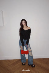 Black Off-Shoulder Cover Long Sleeve T-Shirt
