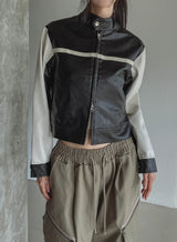 Peer One Track Crop Leather Jacket