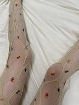 Beige big punching stockings