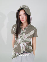クロスパッチフーディー (KHAKI)