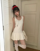 [♡MADE♡] トーンデューニットフレアワンピース + ソフトカーディガンセット