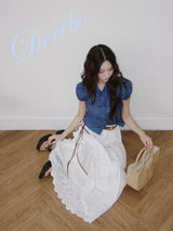 Cotton Punching Banded Waist Long Skirt
