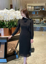 26FW★ジェシア タイ シフォン Hライン ロングワンピース