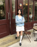 Mohair button V neck knit