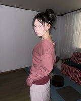 (3color) Cowl Two-Way Neck Stripe Hoodie