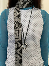 Silver O ring leather necklace