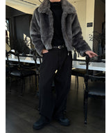 [Unisex] クロップグレイッシュファージャケット