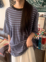 [unisex] Canich Stripe Color Matching Short Sleeve Tee