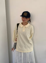 メルフィ ワッフル シャーリング カラー ティー