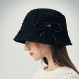 Pearl Crinkle Bucket Hat (Black)