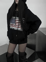 american flag overfit hood(unisex / fleece-lined)