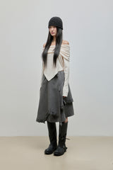 Cowl-neck Open Shoulder Tee_Ivory