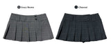Wrap Check Pleated Mini Skirt