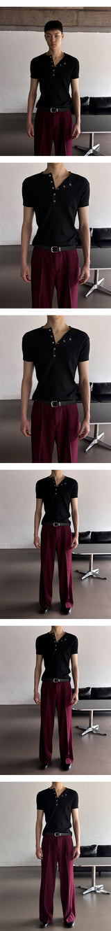 [S/S] High ribbed henry neck half knit(3color)