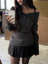 Elda Wool Belt Pleated Mini Skirt