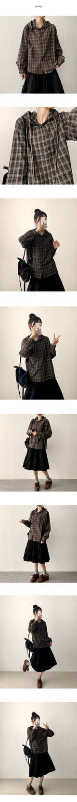 Meki Check Hooded Shirt 