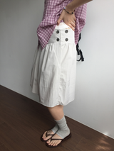 Marine button midi skirt (3color)