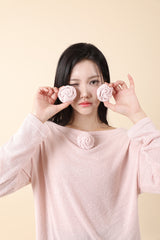 ルーズフィットコサージュニット Pink
