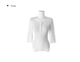 26FW★ [MADE] Fowor Henley Neck Button Slim Three Quarter T-Shirt