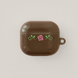 oab flower airpods case (brown)