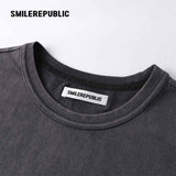 ウォッシュドチャコールグレーコットンシューズソールグラフィックTシャツ