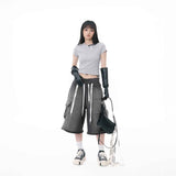 グレーロゴタグフィットクルーネックTシャツ
