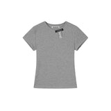 グレーロゴタグフィットクルーネックTシャツ