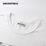 コットングラデーションレターバックグラフィックTシャツ ウォッシュドカジュアルストリートトップ