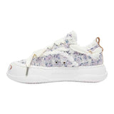White Frayed Textured Low Top Sneakers, Unisex Lace Up Shoes