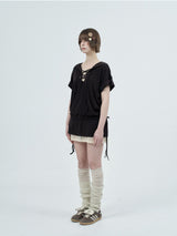 eyelet lace hood op / brown