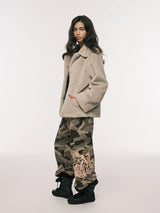 COLLAR FUR JACKET BEIGE