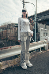 Boots-cut cargo pants (Gray)