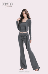 レナ ストラップ トレーニング スリーピースセットアップ (set-up + cardigan + sleeveless pants)