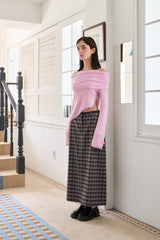 CUT-OUT OFF SHOULDER KNIT PINK