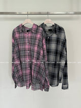 [UNISEX]チェック柄ヴィンテージカッティングシャツ