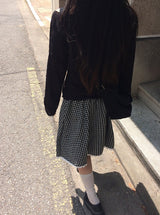 ミコア チェック レース バンディング ミディ スカート