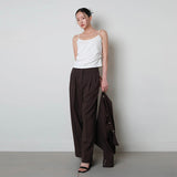 Twill Fintuck Slacks_Brown