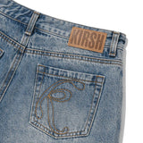 KIRSH PLAIN SEMI WIDE DENIM SKIRT PANTS - LIGHT BLUE 