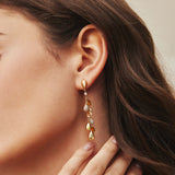 gold nano gem teardrop cluster 14k gold plating + 925 silver earrings E066-03G