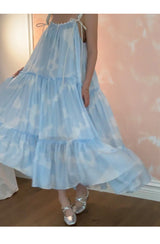 Sky Cloud Cancan Sleeveless Long One Piece
