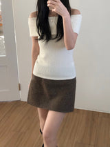 Ground checkered wool skirt (2 colors)