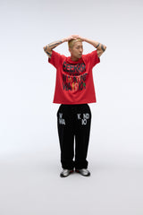 Weekend warrior typography printing long pants (Black)