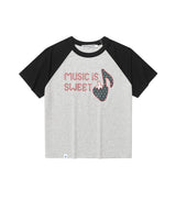 W STRAWBERRY RAGLAN SS TEE GREY(CV2FMFT545A)