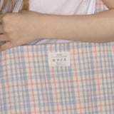 summer check shoulder bag blue